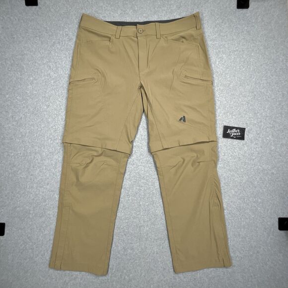 Eddie Bauer First Ascent Pants Mens 38 x 30 Khaki Tan Convertible Nylon Cargo